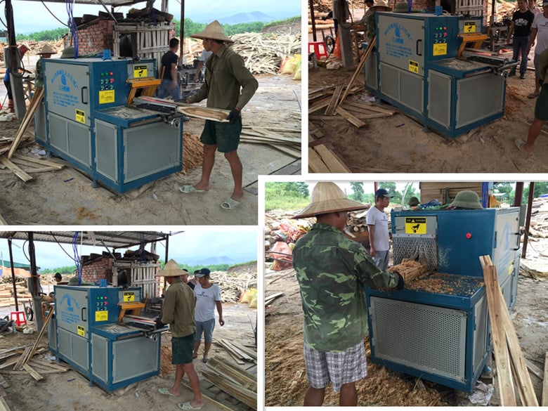 正啟機(jī)械150型無(wú)限寬方木多片鋸越南廣寧客戶現(xiàn)場(chǎng)